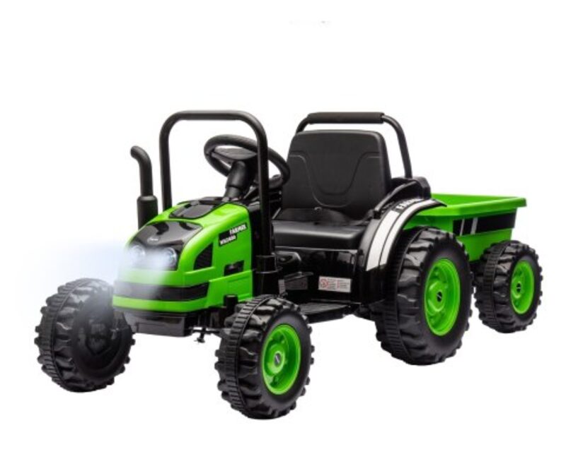Milly Mally Farmer Tractor Green — pohled s přívěsem