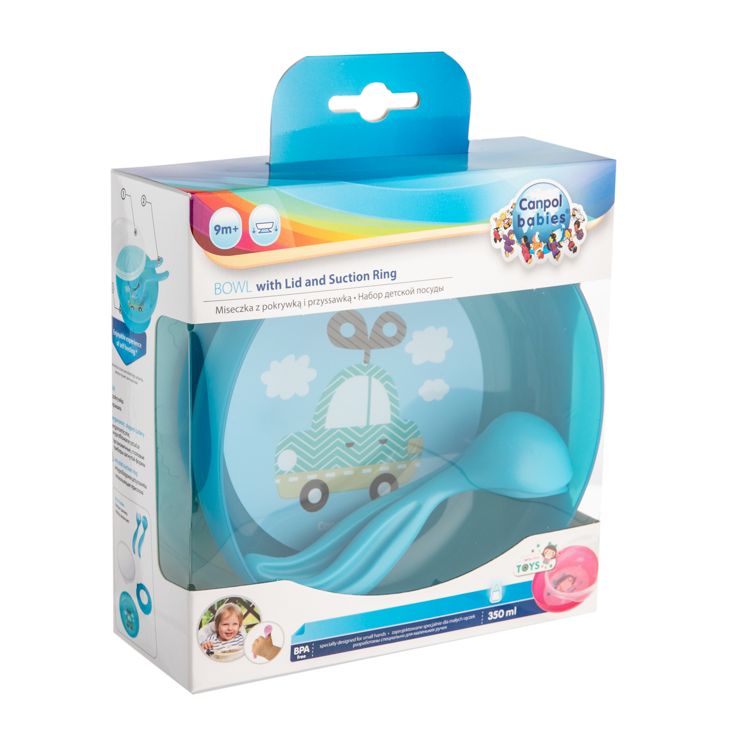 Canpol Babies miska s víčkem a příborem 350ml TOYS
