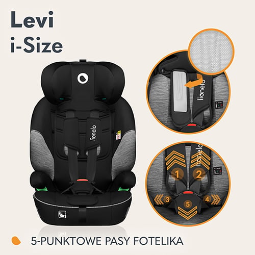 5bodové bezpečnostní pásy Lionelo Levi i-Size