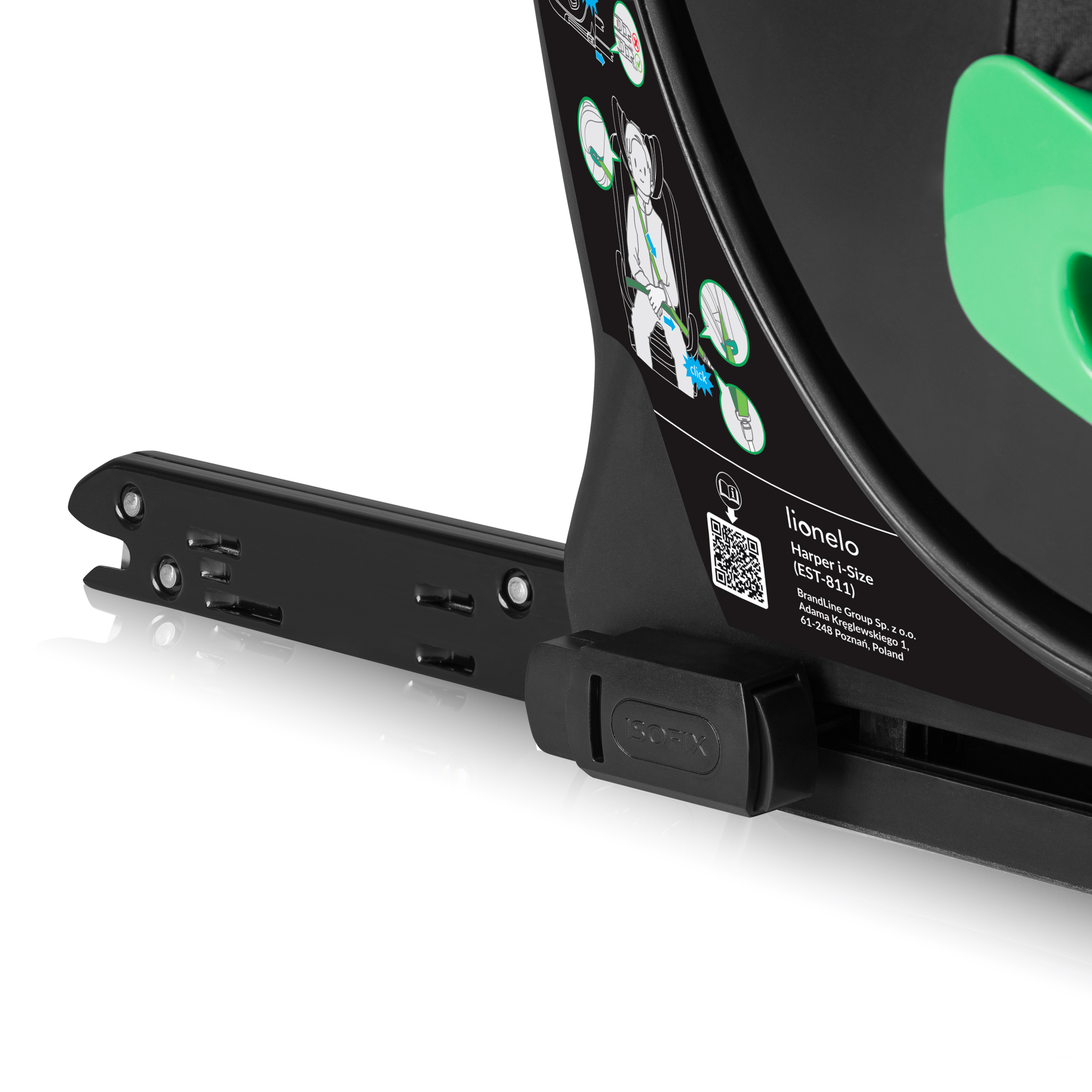 ISOFIX and installation indicators in Lionelo Harper i-Size