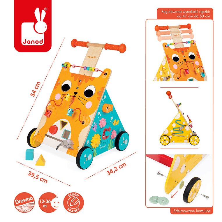 Janod Wielofunkcyjny pchacz edukacyjny Kot OUTLET - zdjęcie produktu