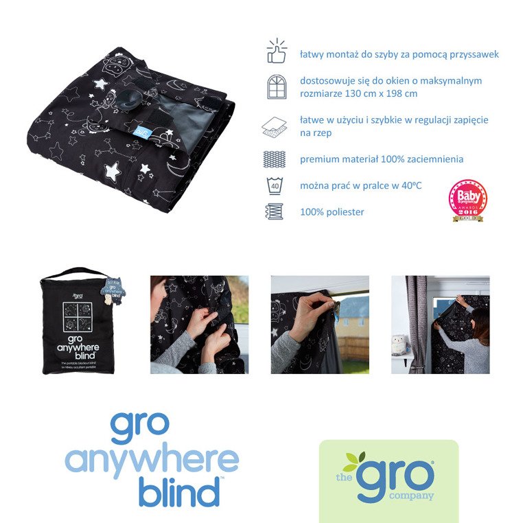 Gro Company Zasłona zaciemniająca przenośna Gro Anywhere Blind Ollie the Owl TOMI.pl