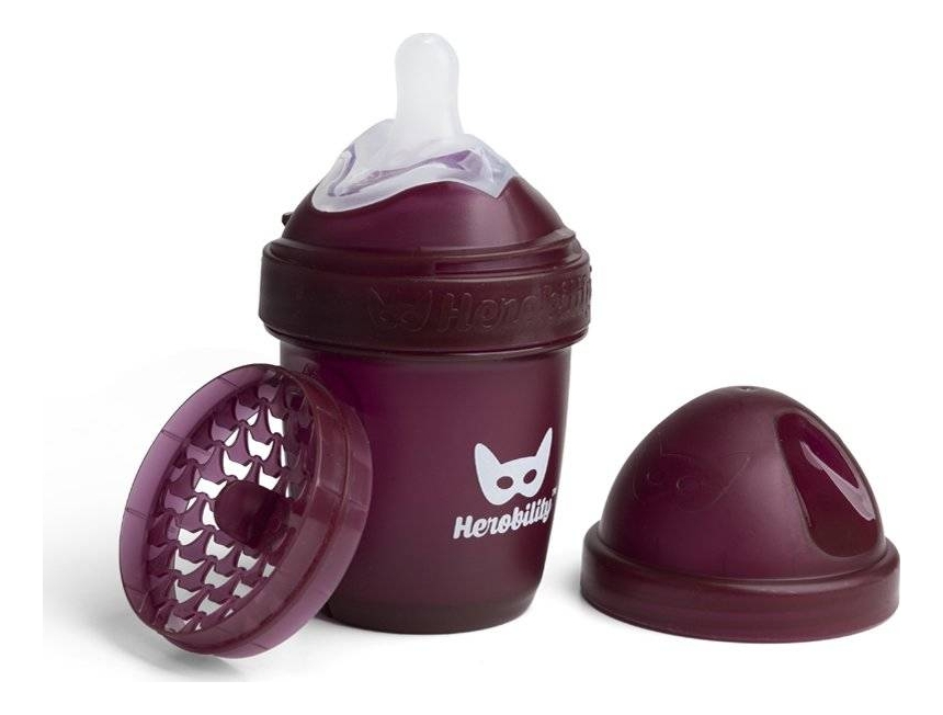 Herobility butelka antykolkowa HeroBottle 140 ml bordowa smoczek