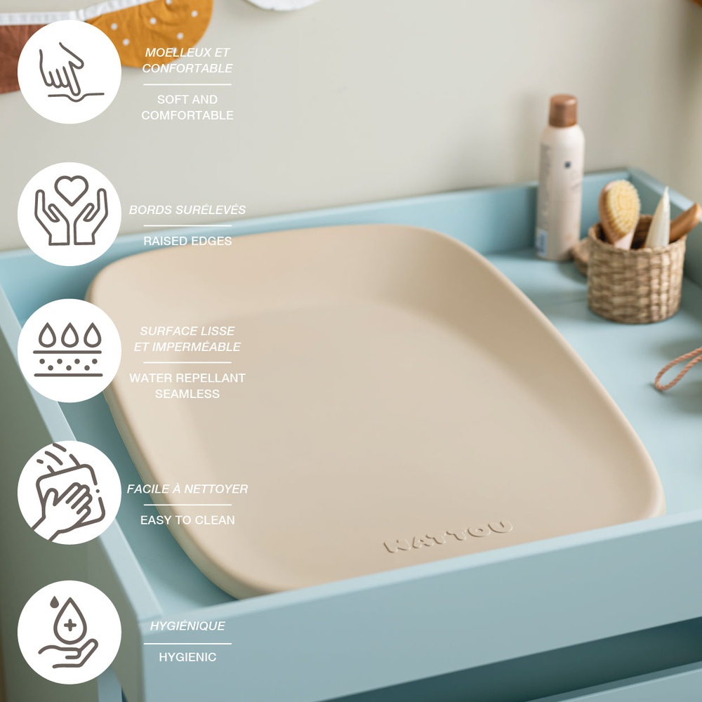 Nattou miękka mata do przewijania Softy Taupe bez BPA 50x70 cm