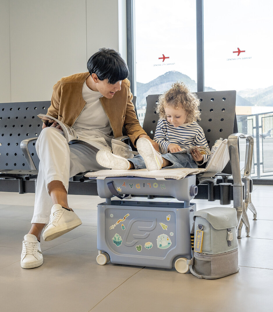 JetKids by Stokke BedBox Arctic Blue | Ride-On Suitcase with In