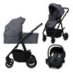 Lionelo Amber Plus 3v1 - kombinovaný kočárek s autosedačkou, Rodzaj wózka: zestaw 3w1, Kolor materiału: Grey Graphite