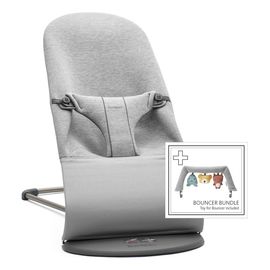 BabyBjörn Bliss lehátko 3D Jersey Light Grey s měkkou hračkou