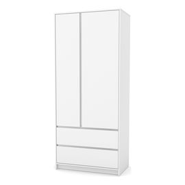 Veres Bern 900 – dětská skříň se zásuvkami, dvoudveřová (90×50,3×207,1 cm) – White, Kolor: White