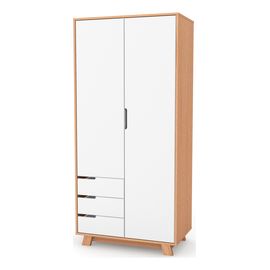 Veres Manhattan 850 – dětská skříň se zásuvkami, dvoudveřová (85×47×182,5 cm) – White Natural, Rozmiar: 85 cm, Rodzaj: szafa z szufladami, Kolor: White Natural