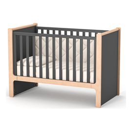 Veres Nice – dětská postýlka s pohyblivou bočnicí (120×60 cm) – Anthracite Natural, Kolor: Anthracite Natural