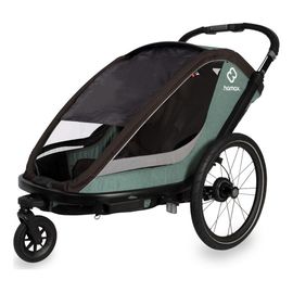 Hamax Cocoon - dvoumístný cyklovozík, Rodzaj wózka: dla dwójki dzieci, Kolor materiału: Green/Black