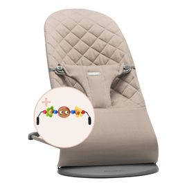 Babybjorn Bliss lehátko Woven Sand Grey + hračka Googly Eyes, Rodzaj: Woven, Kolor: Sand grey