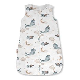 Waldin Bamboo Baby Sleeping Bag 0.5 TOG 0-6 Months Whales White, Rozmiar: 0-6m, Rodzaj: 0.5 tog, Kolor: White, image 