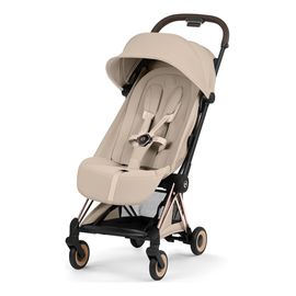 Cybex Coya Style - Kompakter Reisebuggy für Flugzeug, Rodzaj wózka: spacerowy, Kolekcja: Style, Kolor materiału: Cozy Beige, Kolor ramy: Rosegold