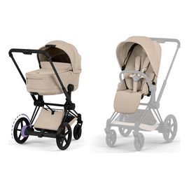 Cybex ePriam 5.0 Electric 2-in-1 Pram with e-Assist, Rodzaj: głęboko-spacerowy, Kolekcja: Comfort, Kolor: Cozy Beige, Kolor ramy: Black, image 