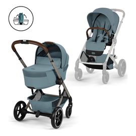 Cybex Balios S Lux 2w1 ze składaną gondolą Moon Black, Rodzaj: głęboko-spacerowy, Kolor: Stormy Blue, image 