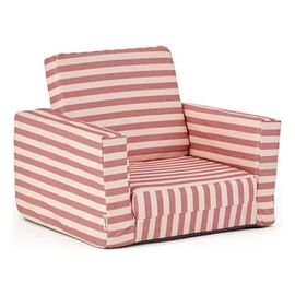 Kids Concept rozkládací dětské křeslo pruhované Clay Pink, Kolor: Paski Clay Pink