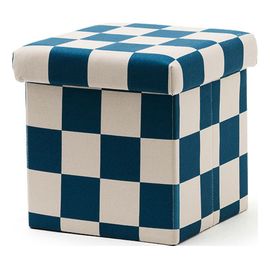 Kids Concept skládací úložný puf šachovnice 30 cm Check Teal