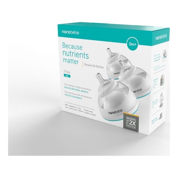 Nanobebe kojenecká lahev na krmení / uchovávání mléka 150 ml 3 ks – tyrkysová, 2 zdjęcie