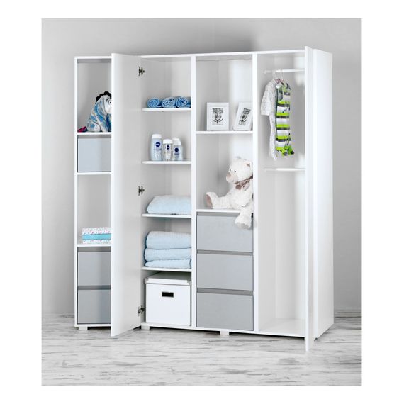 LittleSky by Klupś Dalia skříň 3dveřová bílo-šedá, Kolor: Biały-popiel, 5 zdjęcie