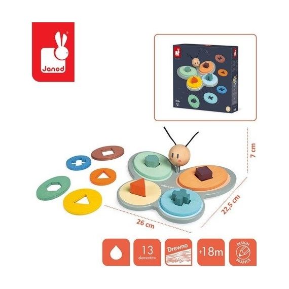 Janod drewniany sorter kształtów Motyl Sweet Cocoon, 8 zdjęcie