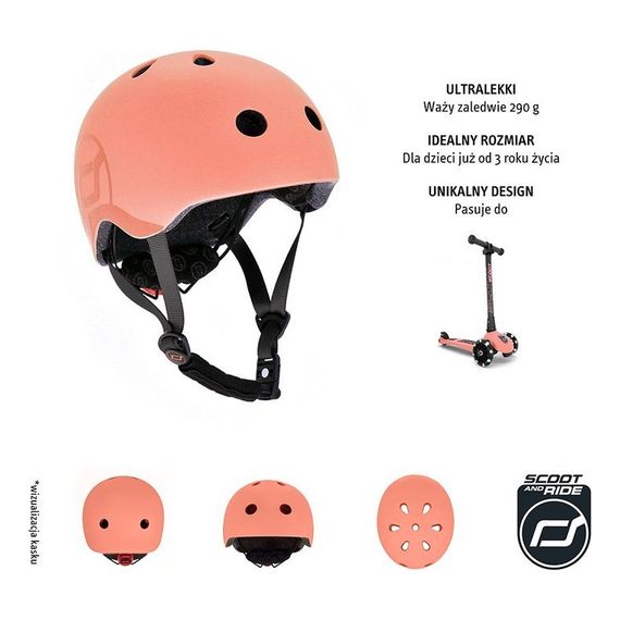 Scootandride helma pro děti Peach, Kolor: Peach, Rozmiar/wiek dziecka: S-M, 6 zdjęcie