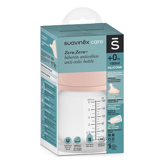 Suavinex butelka 180ml smoczek silikonowy wolny przepływ Zero Zero, Pojemność: 180 ml, Rodzaj: Wolny przepływ, 6 zdjęcie