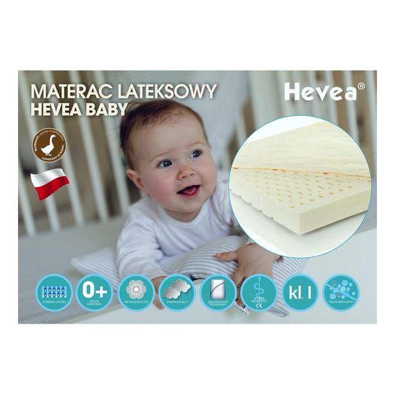 Hevea Baby Latex Mattress 140x70cm, Rozmiar: 140x70, Pokrowiec: Aegis Natural Care, image , 3 image