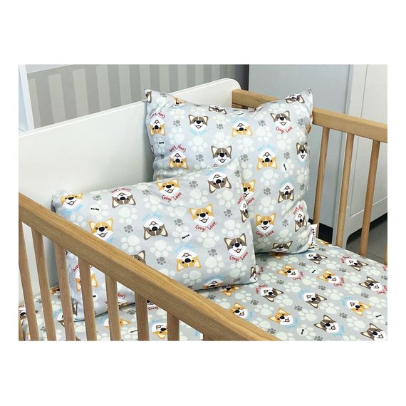 Hevea prostěradlo Milusie 140x70 Corgi šedý, Rozmiar: 140x70, Kolor: szare, 5 zdjęcie