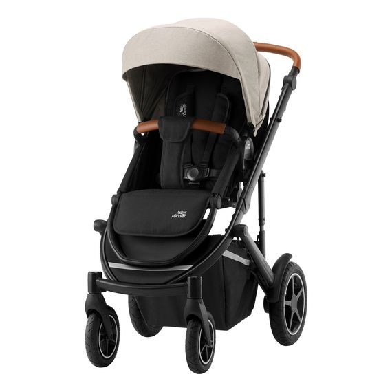 Britax Romer Smile III wózek głęboko-spacerowy, Rodzaj wózka: głęboko-spacerowy, Kolor materiału: Pure Beige, Kolor ramy: Black - Brown Grip, 5 zdjęcie