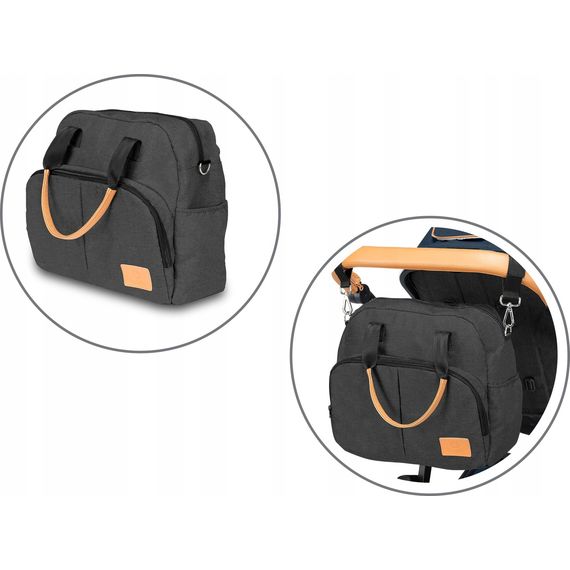 Lionelo Amber 3w1 - wózek wielofunkcyjny z fotelikiem, Rodzaj wózka: zestaw 3w1, Kolor materiału: Grey Graphite, 5 zdjęcie