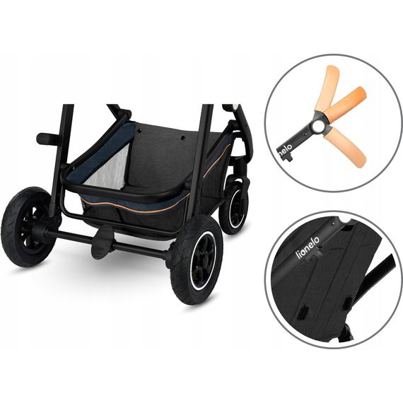 Lionelo Amber 3w1 - wózek wielofunkcyjny z fotelikiem, Rodzaj wózka: zestaw 3w1, Kolor materiału: Grey Graphite, 9 zdjęcie
