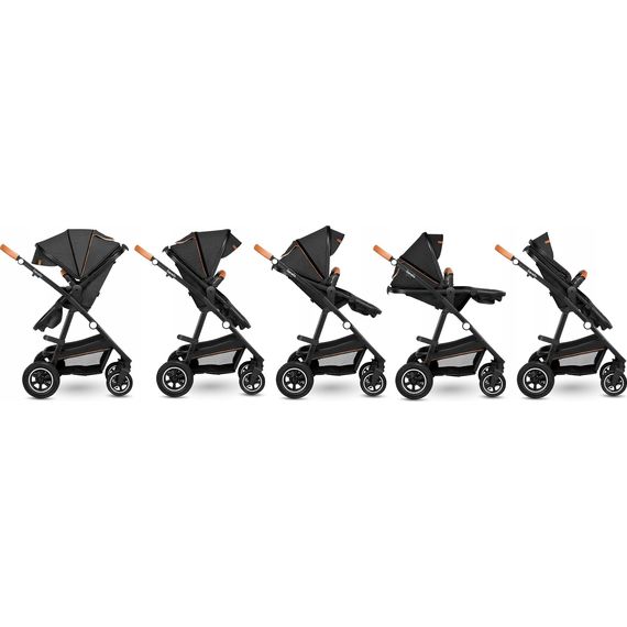 Lionelo Amber 3w1 - wózek wielofunkcyjny z fotelikiem, Rodzaj wózka: zestaw 3w1, Kolor materiału: Grey Graphite, 10 zdjęcie