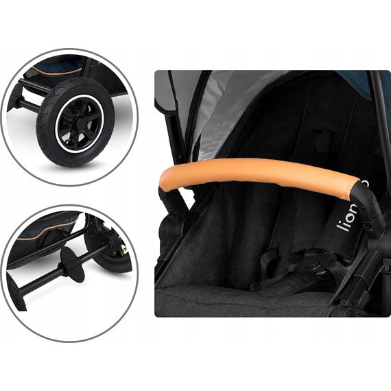 Lionelo Amber 3w1 - wózek wielofunkcyjny z fotelikiem, Rodzaj wózka: zestaw 3w1, Kolor materiału: Grey Graphite, 11 zdjęcie