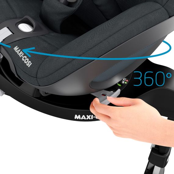 Maxi-Cosi Pebble 360° se základnou Familyfix 360° - otočná autosedačka pro miminka (45 - 83 cm | 0 - 13 kg | 0 - 15 měsíců), Baza: Familyfix 360°, Kolor: Essential Blue, 14 zdjęcie