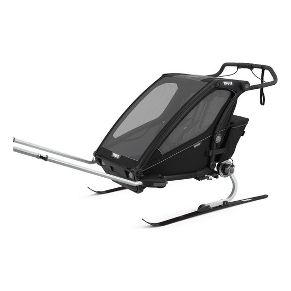 Thule Chariot Sport Double - profesjonalna wielofunkcyjna przyczepka rowerowa dla dwójki dzieci, Rodzaj wózka: dla dwójki dzieci, Kolor materiału: Midnight Black, 9 zdjęcie
