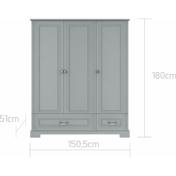Bellamy Ines skříň 3dveřová Neutral Gray, Kolor: Neutral Gray, 7 zdjęcie