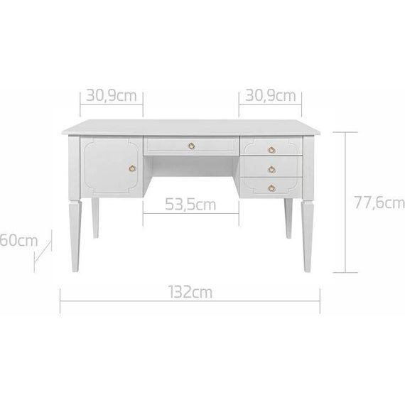 Bellamy Royal psací stůl Timeless White, Kolor: Timeless White, 8 zdjęcie