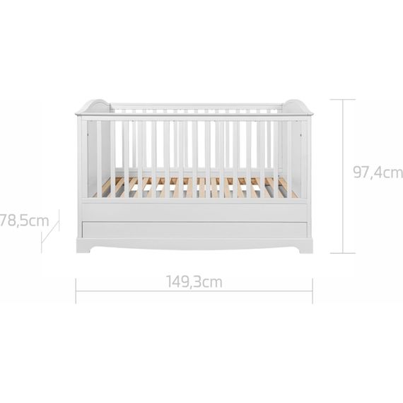 Bellamy Royal postýlka 140x70 se zásuvkou Timeless White, Kolor: Timeless White, 20 zdjęcie