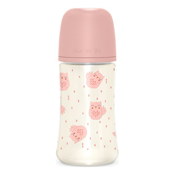 Suavinex SX Pro Medium Flow Bottle Bonhomia 270ml Pink Owl 4-12m, Pojemność: 270 ml, Kolor: różowy, image 