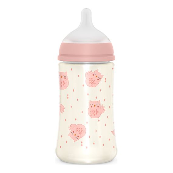 Suavinex SX Pro Medium Flow Bottle Bonhomia 270ml Pink Owl 4-12m, Pojemność: 270 ml, Kolor: różowy, image , 3 image