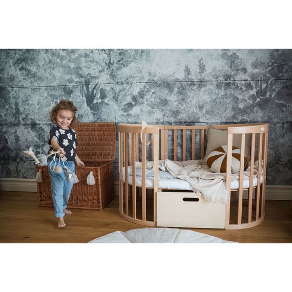 Waldin oválná postýlka 7v1 s matrací Natural, Rodzaj: owalne, Kolor: Natural, 19 zdjęcie