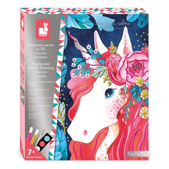 Janod Creative Set Pearl and 3D Paint Unicorns 7+, image 