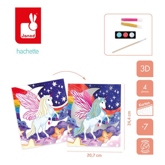 Janod Creative Set Pearl and 3D Paint Unicorns 7+, image , 8 image