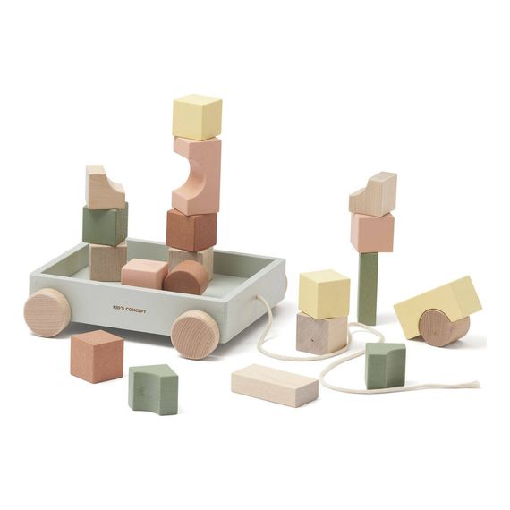 Kids Concept Pull-Along Block Cart Edvin, image 
