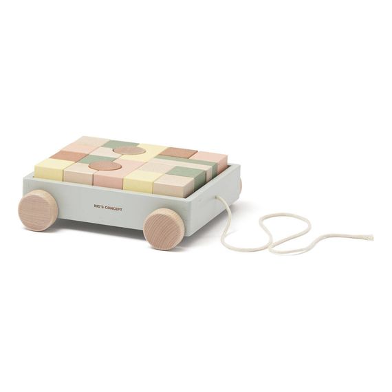Kids Concept Pull-Along Block Cart Edvin, image , 3 image