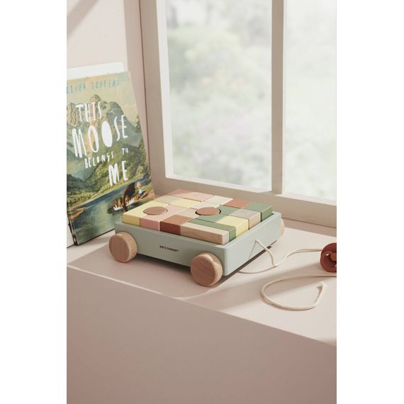 Kids Concept Pull-Along Block Cart Edvin, image , 4 image