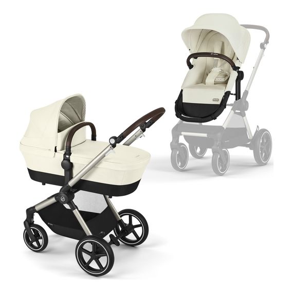 Cybex Eos Lux - kombinovaný kočárek 2v1 s výměnnou korbou, Kolor materiału: Seashell Beige