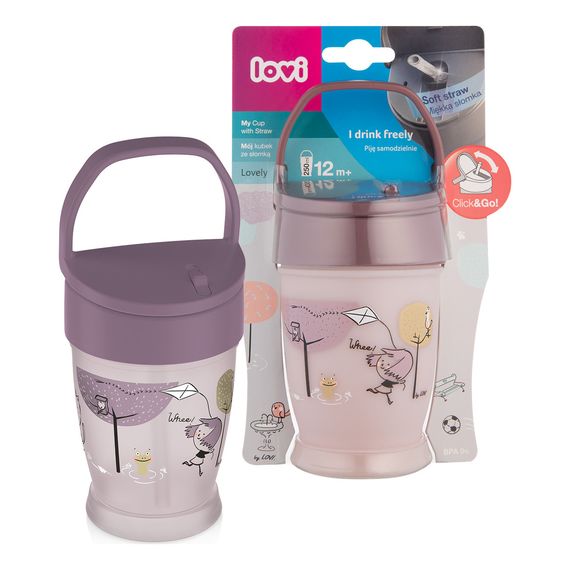 Lovi hrneček s brčkem Freestyle 250 ml Lovely Girl 11m+, Pojemność: 250 ml, Kolor: Lovely Girl, 2 zdjęcie