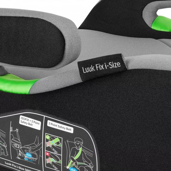 Lionelo Luuk Fix i-Size – podsedák do auta pro starší děti (125–150 cm | 22–36 kg | 5–12 let), Kolor: Grey Stone, 3 zdjęcie